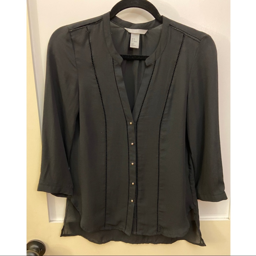 Chiffon Blouse with Open-Knit Details